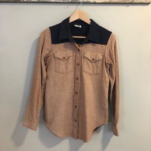 Women’s Navy/Rust Button Down Flannel - Size XS